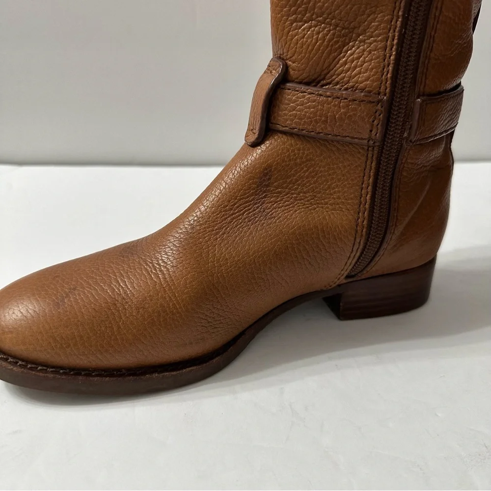 Tory Burch Tan Grained Leather Over Knee Boots Equestrian Riding Equestrian 5.5